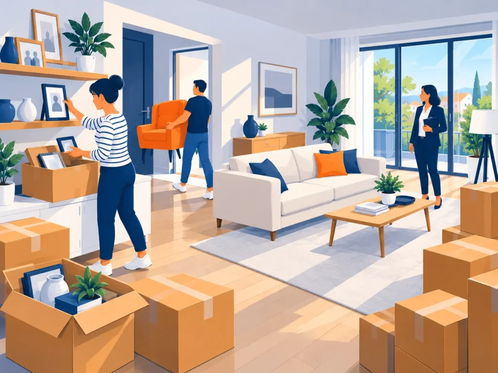 Déménagement lumineux dans un salon moderne