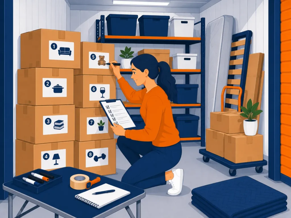 organiser son box de stockage efficacement cartons étiquetés hauteur