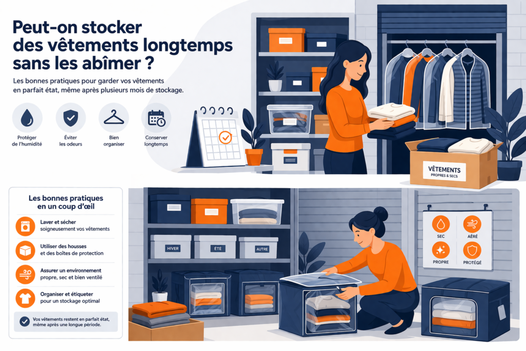 comment stocker vetement dans un box de stockage