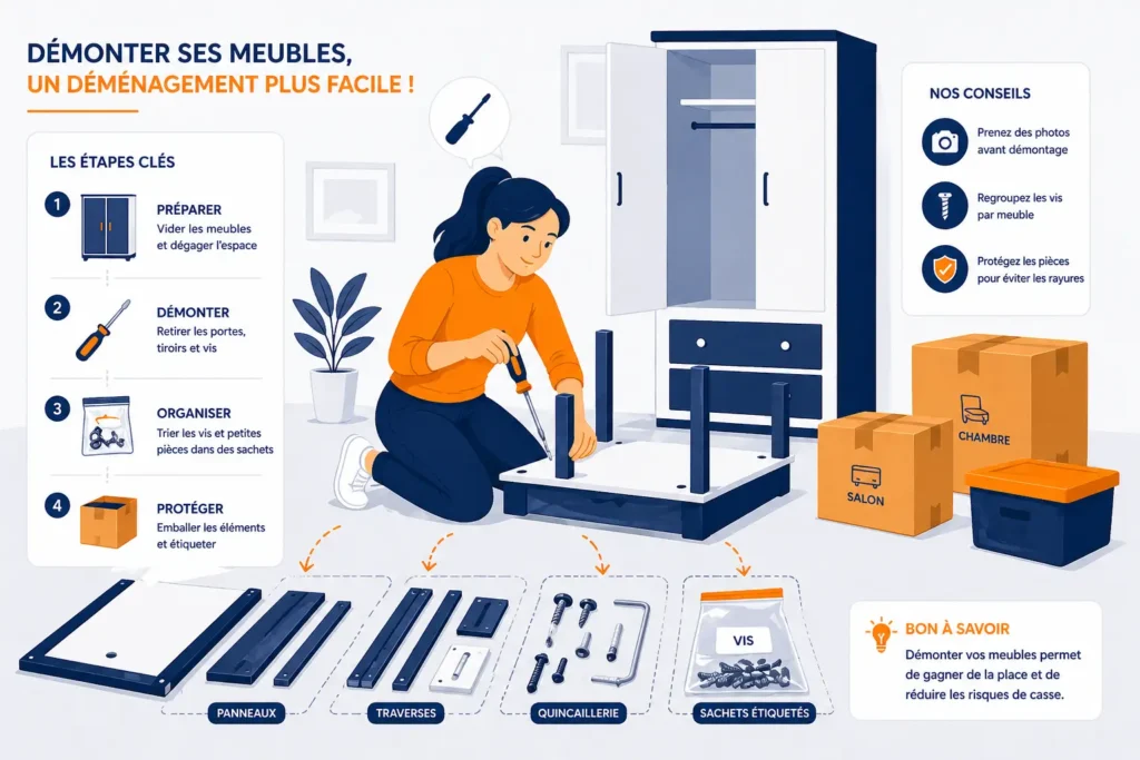 démonter meubles pour stockage