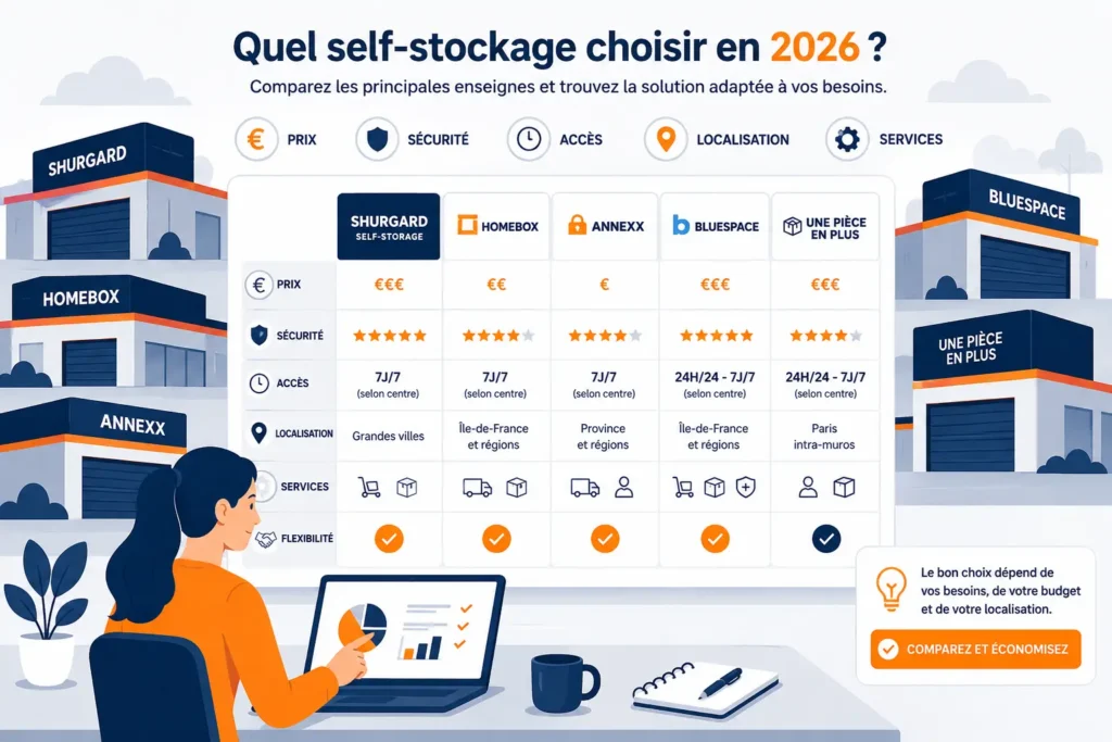 comparatif enseignes self stockage france 2026