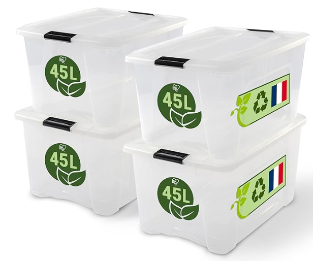 Iris Ohyama, Caisse Rangement Plastique avec Couvercle Robuste